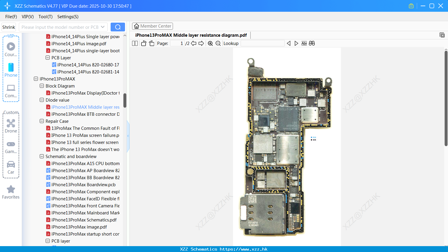 IPhone13ProMAX Middle Layer Resistance Diagram